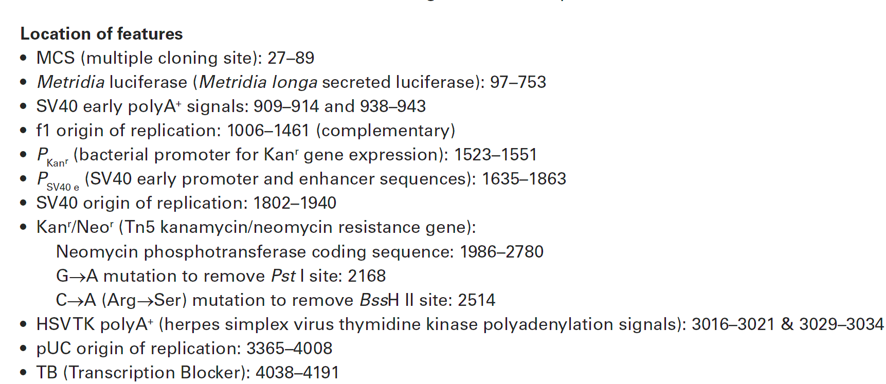 pMetLuc2-Reporter 载体特征